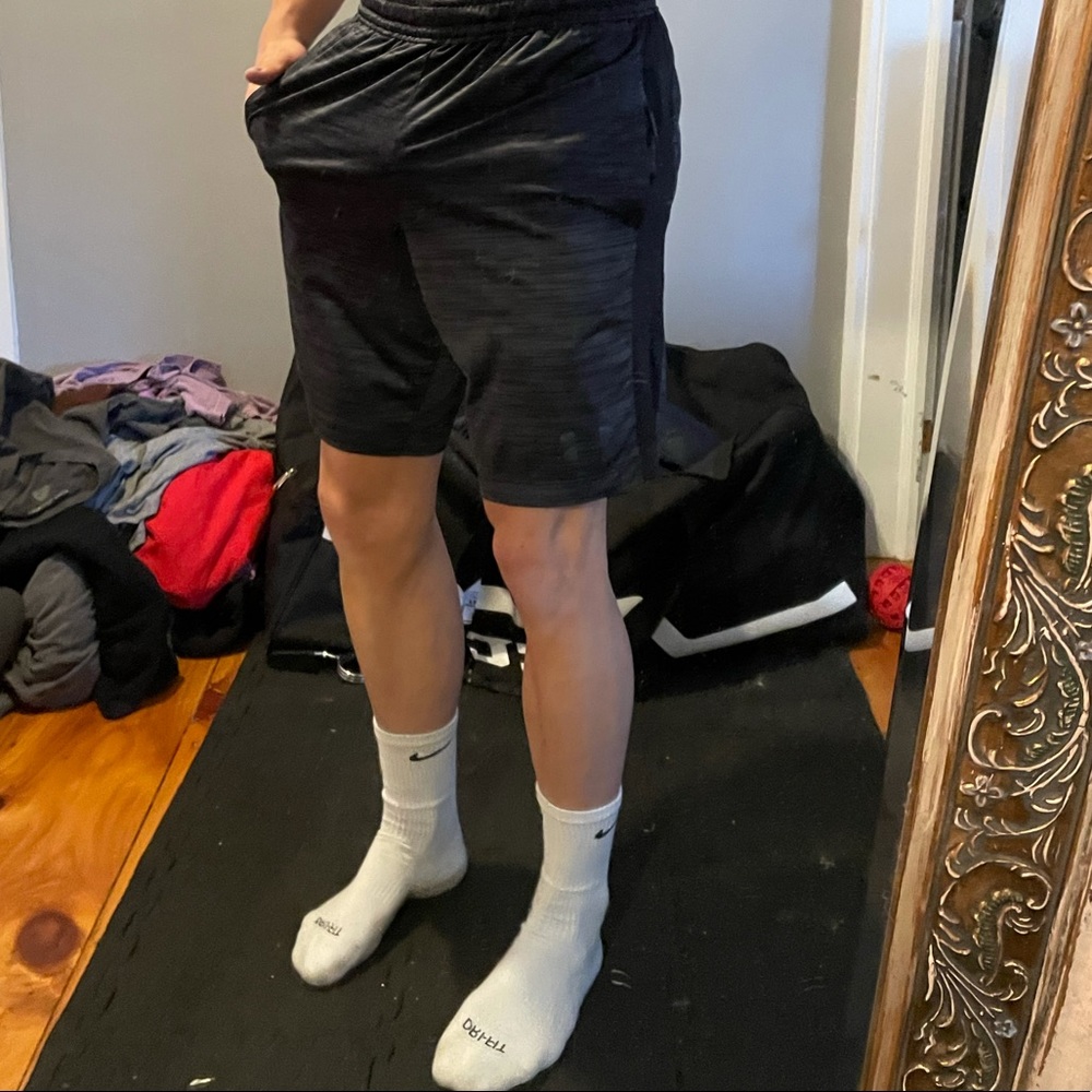 Under Armour grey/black long athletic shorts Size S